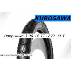Покрышка 3,00 -18 TT (L877)   "KUROSAWA"  камерная